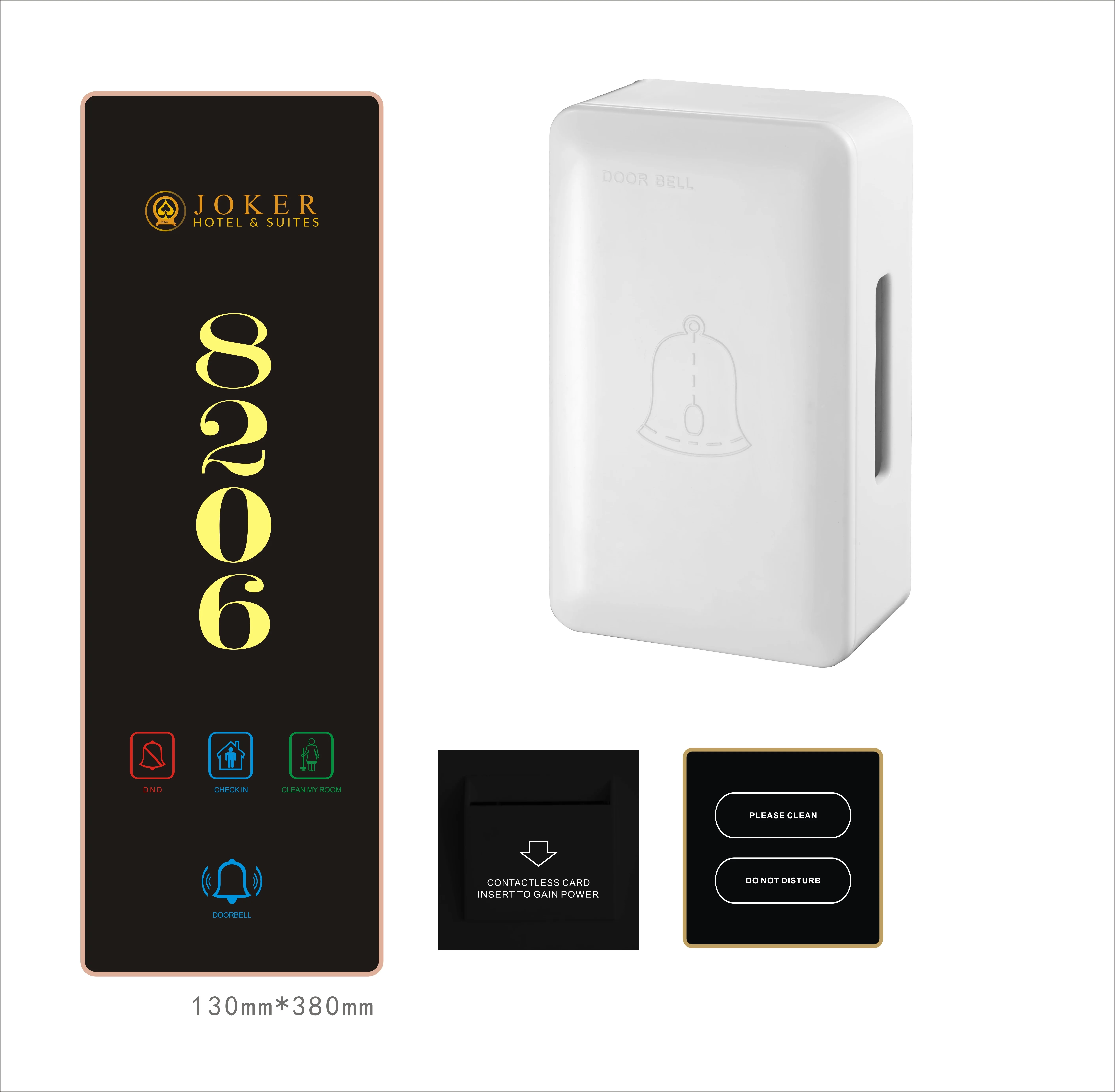 2,4G Беспроводная система Hotel DND с электронной номерной табличкой комнаты, переключателем комнатного обслуживания и дверным звонком