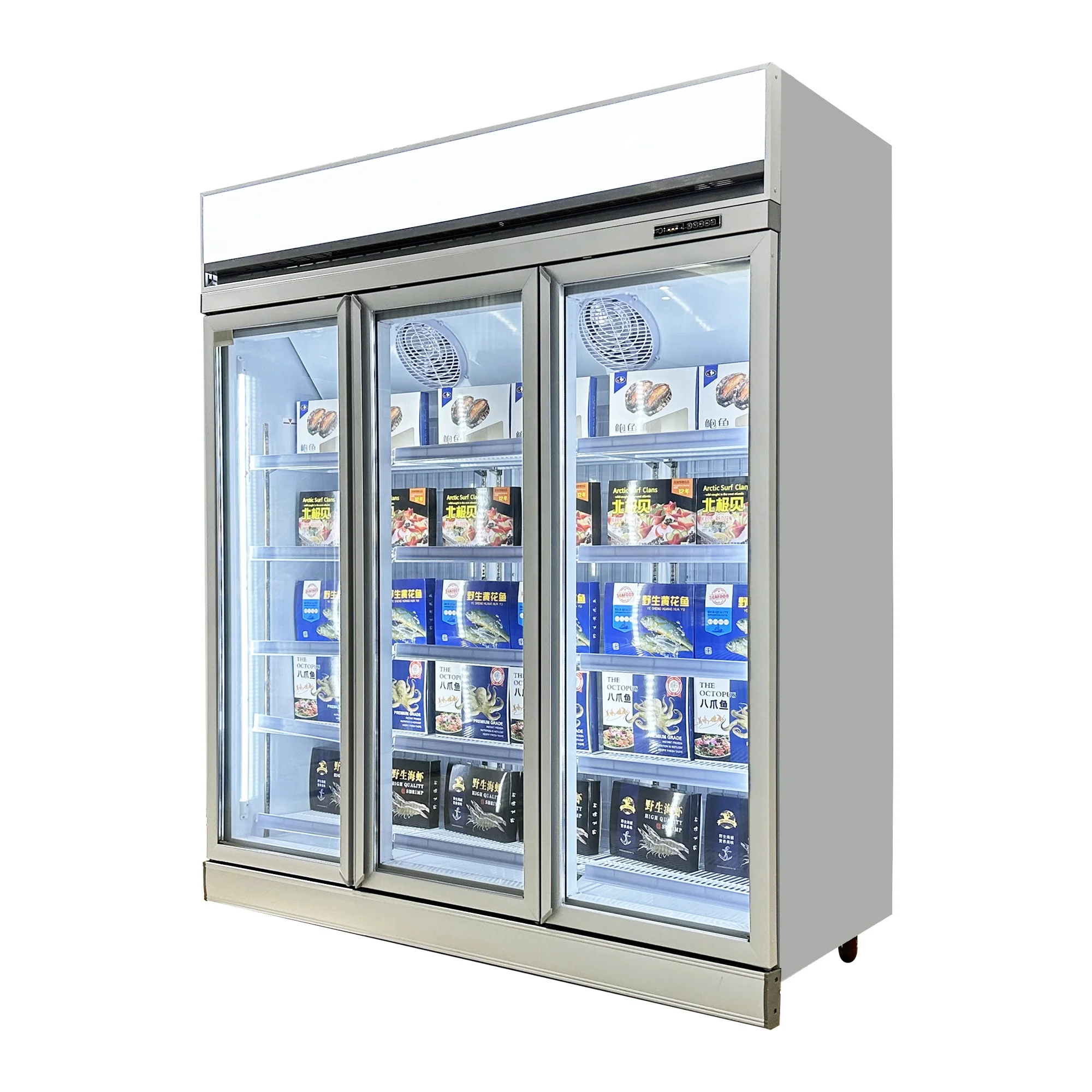 3 Door Ice Cream Vending Machine Refrigerator Side By Side Window Display Cabinet Smart Fridge With Screen