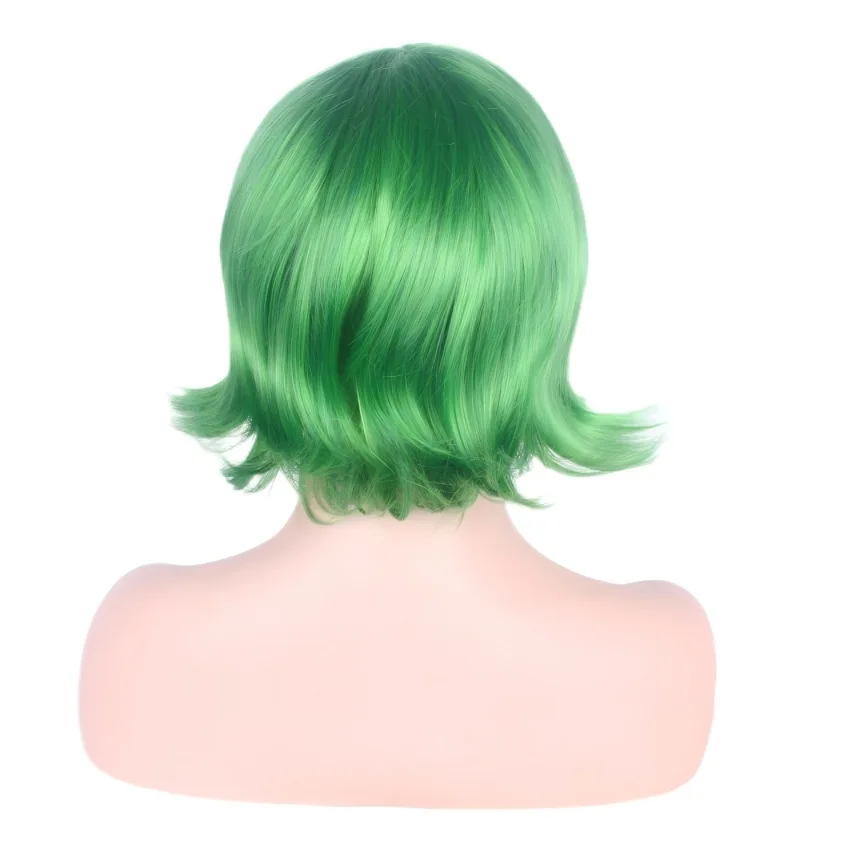 Green Bob Wig for Anime Cosplay Short Wavy Green Wig for Women Cosplay Wig for Party Green Synthetic Wig for Halloween
