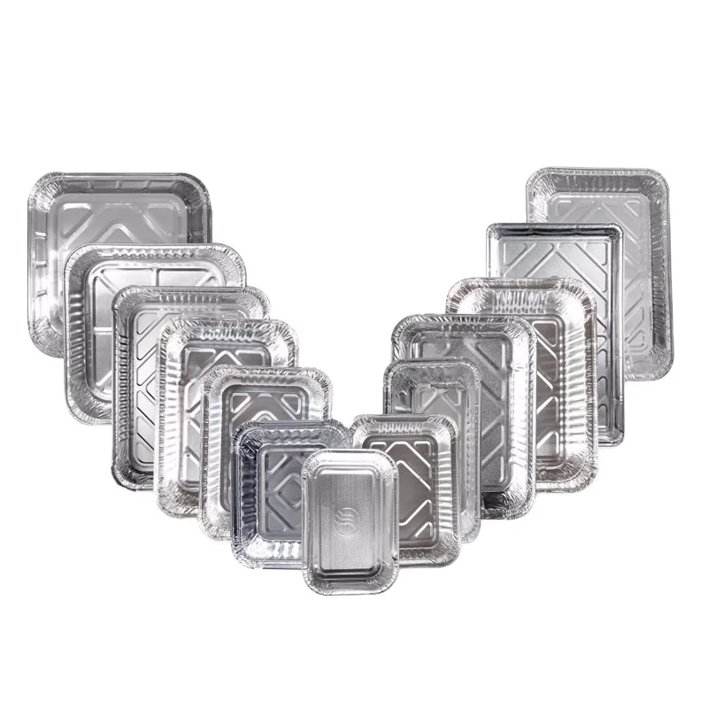 OEM custom baking foil sauce pans 300-9600ml aluminium foil food packing container disposable foil tray