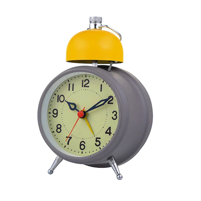 iMSH TB09801 Quartz analog clocks metal twin bell alarm clock wecker despertador desktop bedside bell custom alarm clock