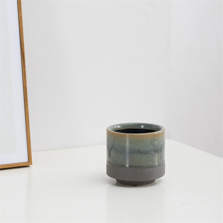 Wholesale Christmas Decoration Reactive Glaze Matte Custom logo Small Rounded Empty Candle Jars for Candle Making