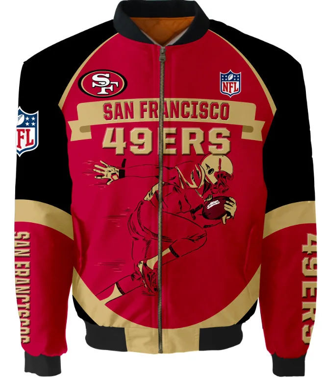 Wholesale New 49ers Flight Bomber Jacket casual long sleeve warm fashion unisex wear men women Autumn Winter Outdoor Jacket