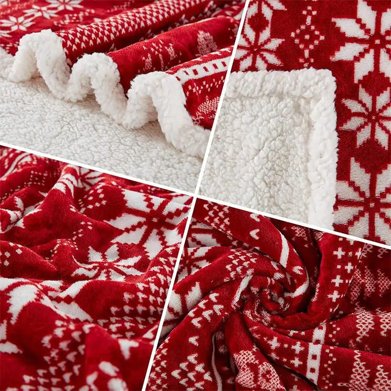 Wholesale Christmas Sherpa Throw Blanket Thick Fluffy Double Side Fleece Sherpa Blanket for Christmas Decoration