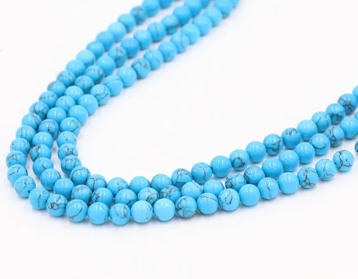 wholesale Loose beads Blue Turquoise Stone Beads Round Gemstone for DIY Jewelry Making