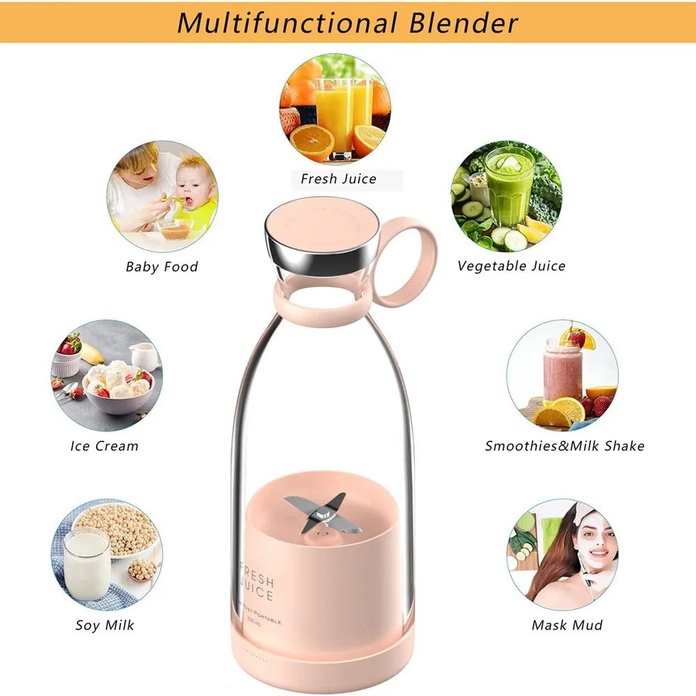 In Stock Smart Mini Juicer Bottles 350ML Household USB Rechargeable Mini Electric Mixeur De Fruit Portable Fresh Juice Blender