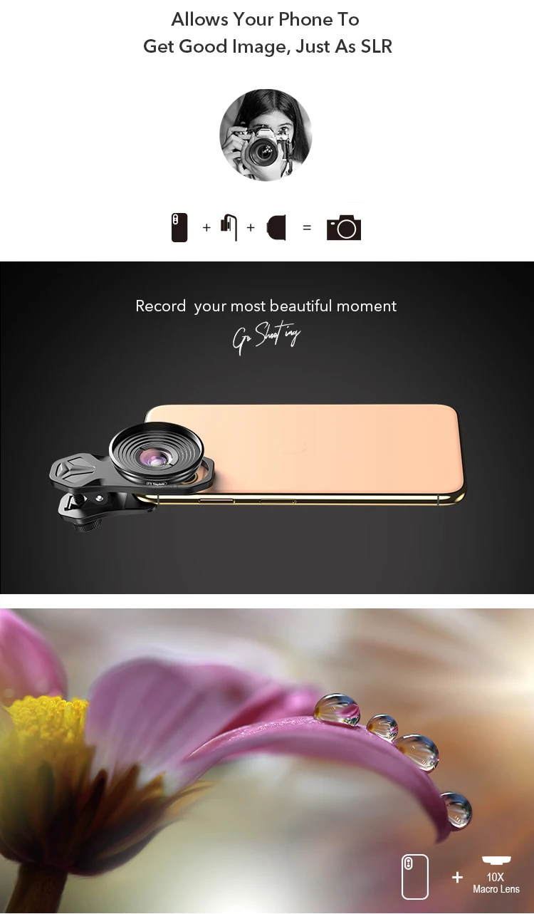  APEXEL мета клип Объективы для фотоаппаратов смартфон интимные аксессуары HD 10X мобильный телефон макро
