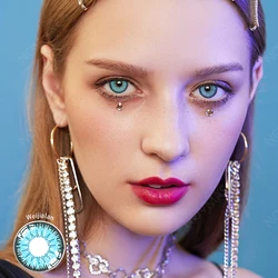 Cute Glitter Blue Color Contact Lens Contact Lenses Hot Selling Eye Contacts Cosmetic Soft Lens Size 14.2 Mm