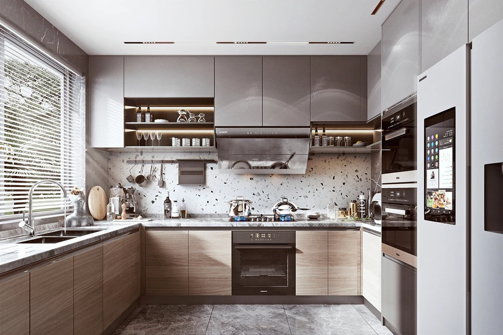 iHome Top Multi-Storey White Kichen Cabinets Modern Kitchen Furniture