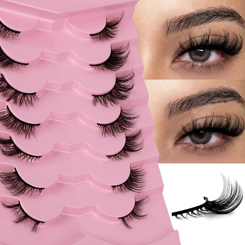 Foxy Winged Cat Eye Lashes Vendor 5 Pairs Fluffy Strip False Eyelashes Wispy Faux Mink Makeup Accessory