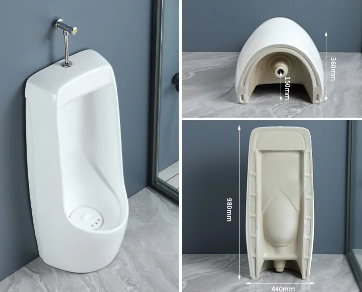 D Factory direct sales. Floor-standing hand-pressed button type urinal for men in family and hotel bathrooms  ceramics  urinals