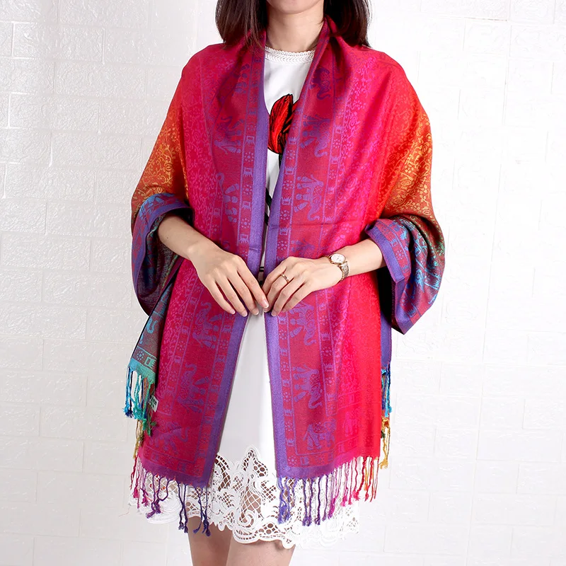 Manufacturers wholesale spring and autumn color shawls long women cotton scarf  elephant hijab