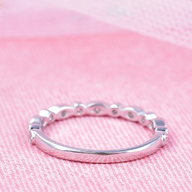 POLIVA Hot Selling Branded Women Jewelry White Gold Plated Fashion Couple Eternity Band 925 Sterling Silver Ring