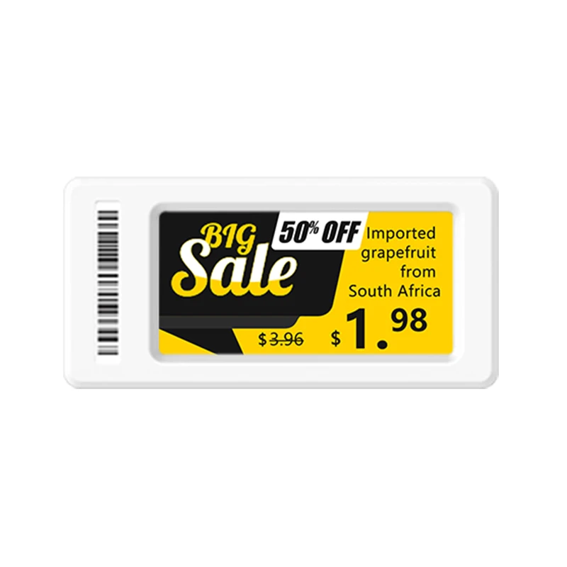 2,13 дюймовая цифровая электронная чернильная бирка для супермаркета, электронная этикетка ESL, полка 2,4 ГГц, светодиодная интеллектуальная розничная цена
