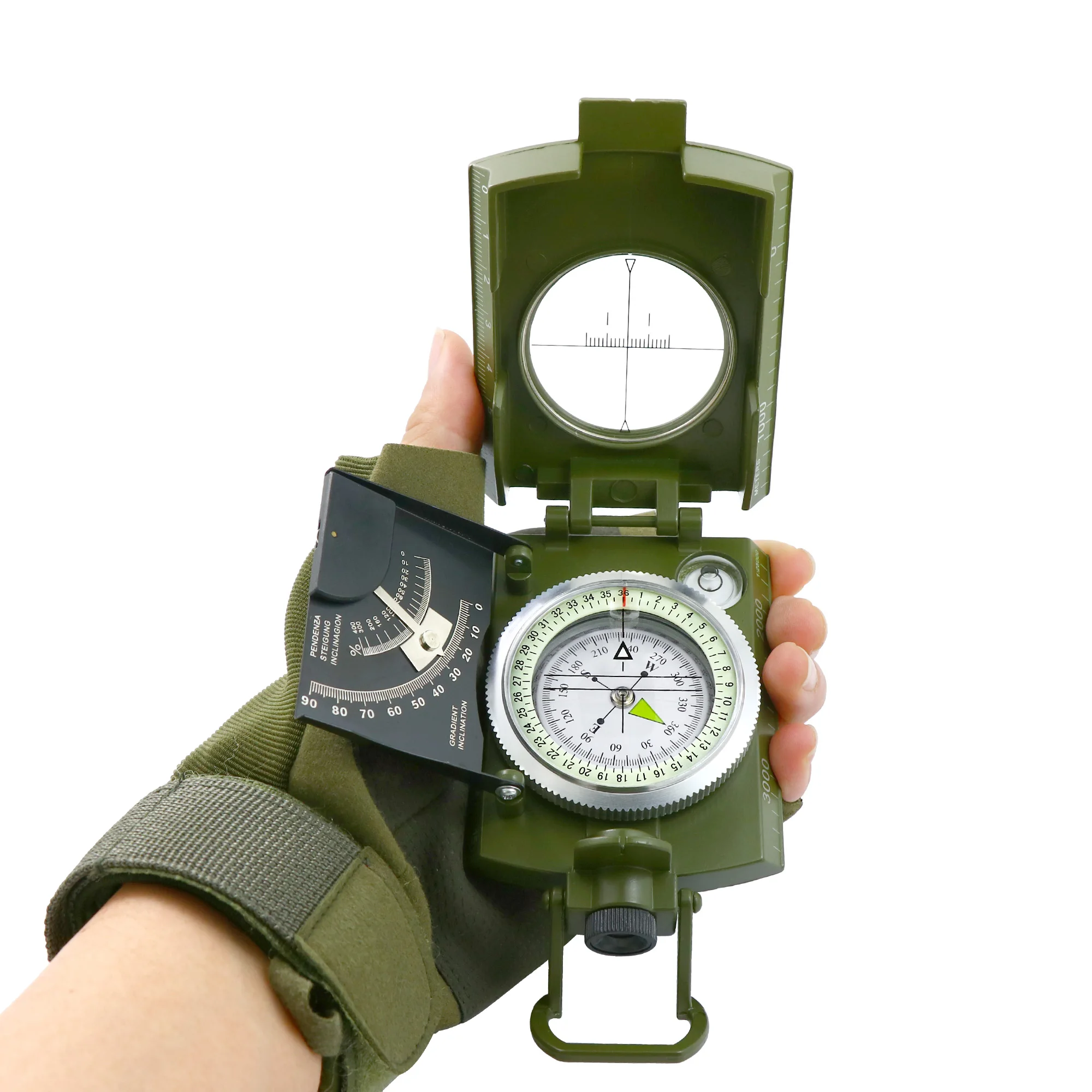 Wholesale outdoor Army Green multipurpose compass Geological Compass Compass camping