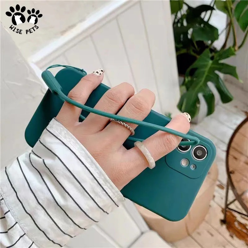 Liquid Silicone Necklace Phone Case Wrist Lanyard Keychain Strap Elastic Rubber Lanyard for iPhone Holder