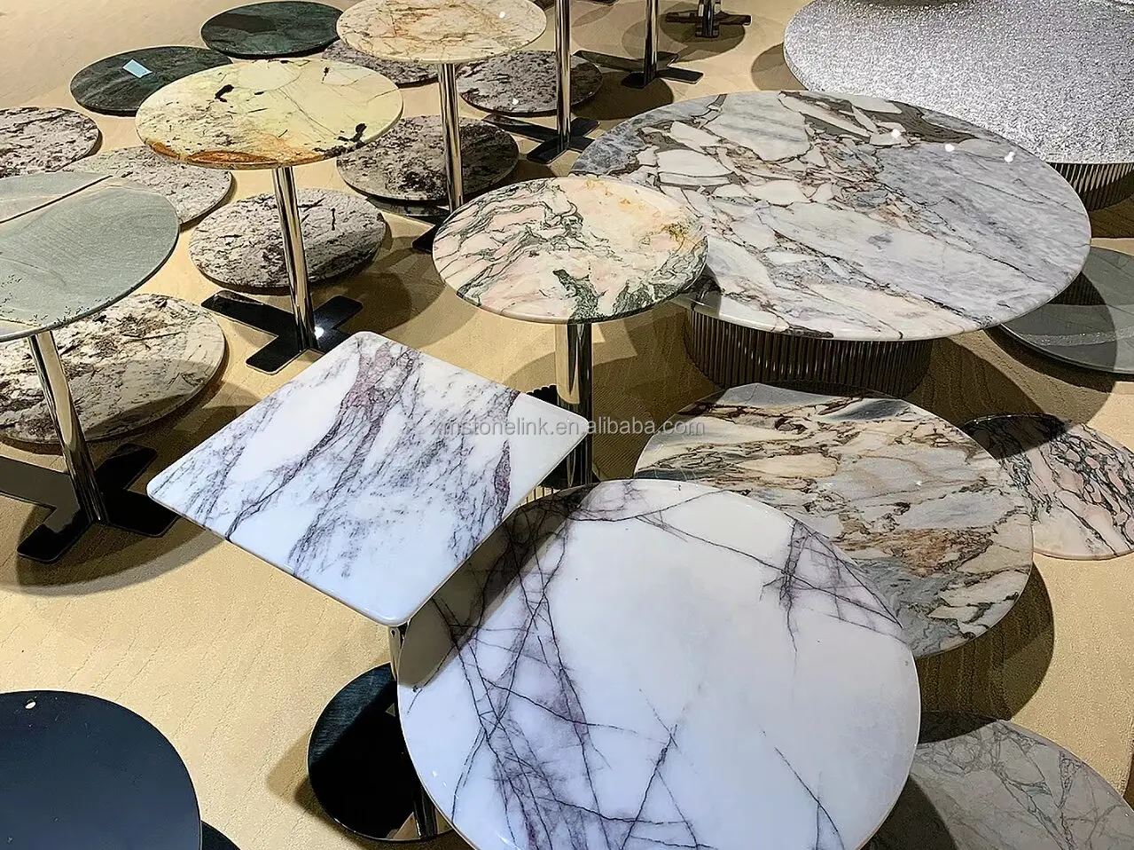 WholWholesale living room furniture modern design natural stone marble coffee table with stainless steel legs