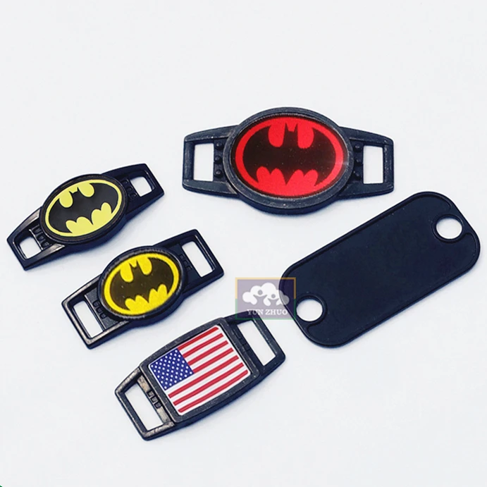 Shoe lace charms with customized LOGO, oval shoelace charms