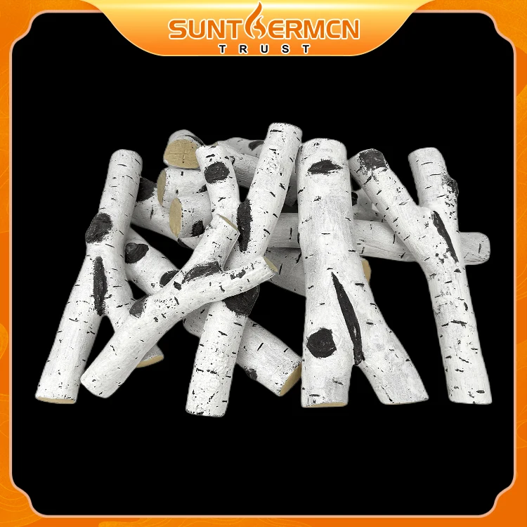 White Birch Wood Best Ceramic Logs for Bioethanol Fires