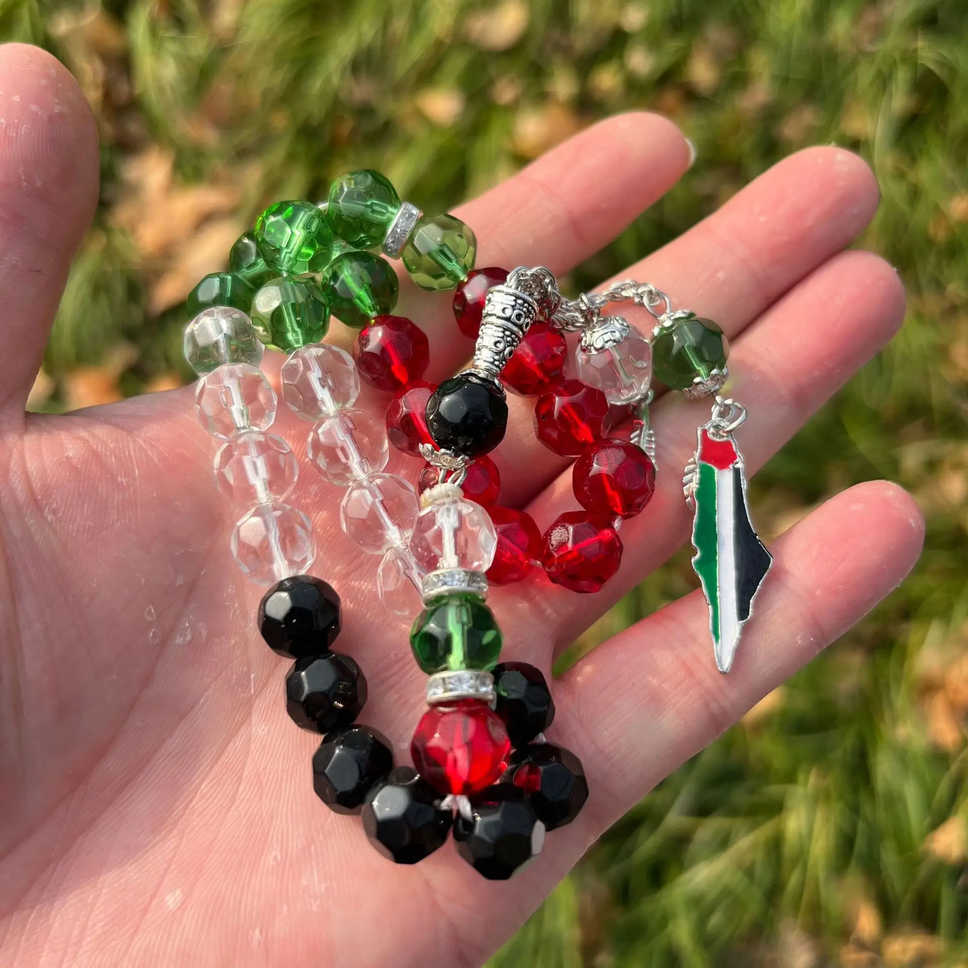 2024 оптовая продажа с фабрики браслеты мусульманским флагом Tasbih очаровательные исламские хрустальные бусины 10 мм 33 четки молитвенные из
