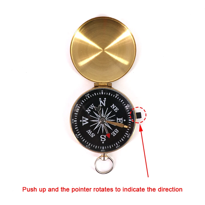 Brujula Compas Portable Metal Waterproof Luminous Compass Flip-Open Pocket Watch Compass for Outdoor Camping Hiking Navigation