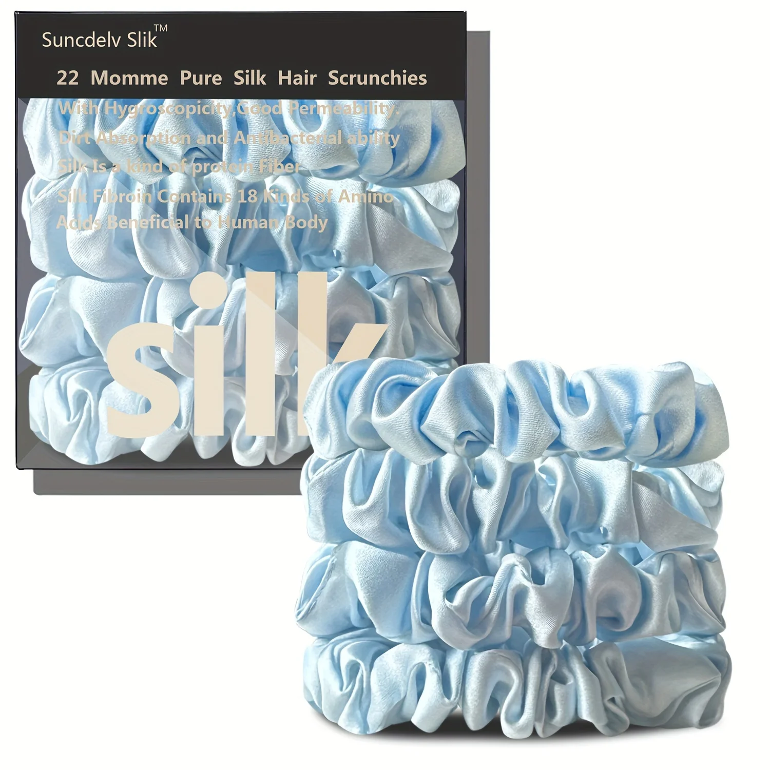 22momme Custom logo Label 2cm Silk Elastic Rubber Band Ponytail Holder 100% Mulberry Silk Hair Scrunchies