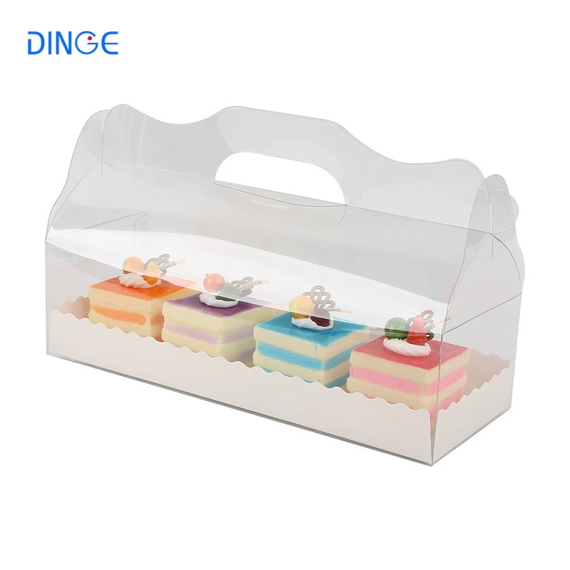 Transparent Cake Rolls packaging boxes with handle PET Clear baking gift muffin Cupcake Dessert box Mousse Wholesale with window