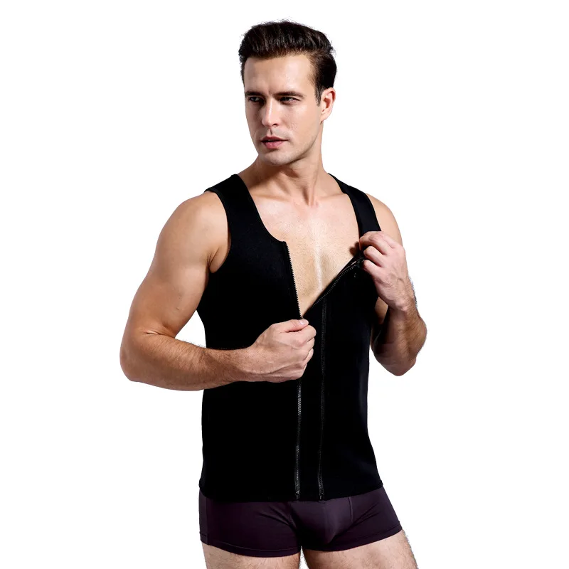 Men Waist Trainer Vest Zip Clothes Neoprene Sweat Shapewear Body Shaper Man Slimming Belly Reducing Shaper Trimmer Belt Corset