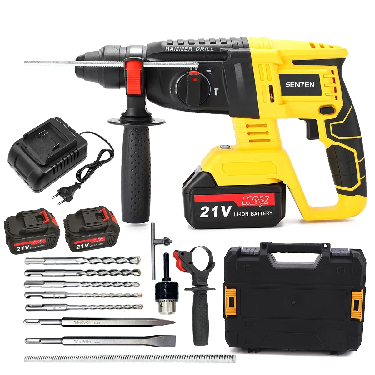 Portable Power Hammer Drill Machine cordless power impact hammer Max Rotary Jack 21V Battery hammer drill