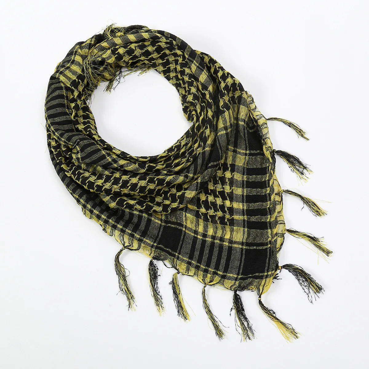 Arab Shemagh Keffiyeh Scarf Shawl Black and White Plaid Square Grid Long Winter Wrap for Men Women Made of Polyester Chiffon