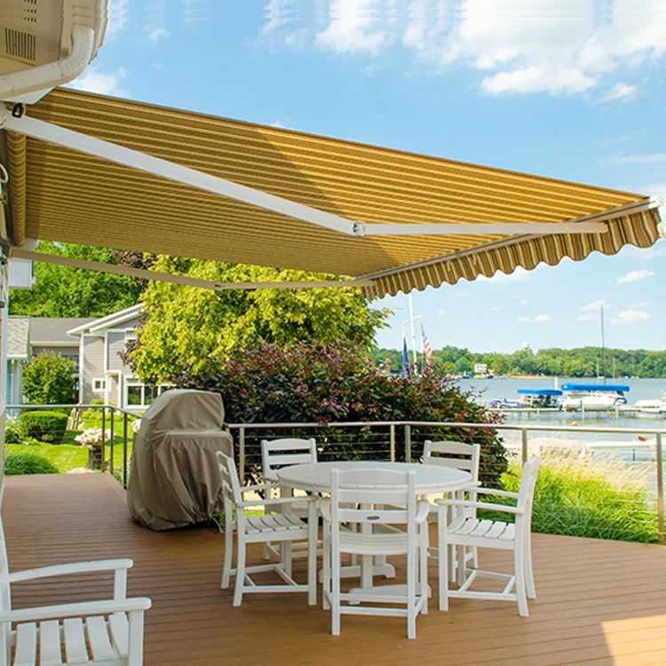 China factory made cheap electric retractable awning with motor and remote control