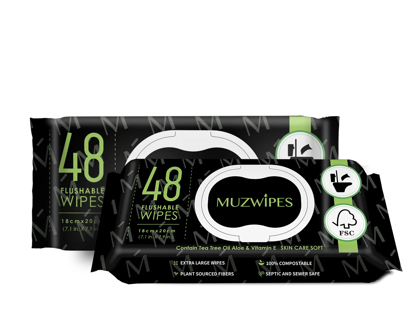 48ct Unscented Customizable Mini Flushable Adult Wet Wipes With Vitamin And Aloe