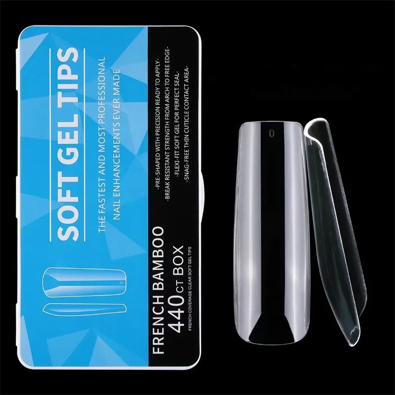 500pcs/Box Artificial Acrylic Transparent Nail Capsules French Manicure False Nails Soft Gel Nail Tips