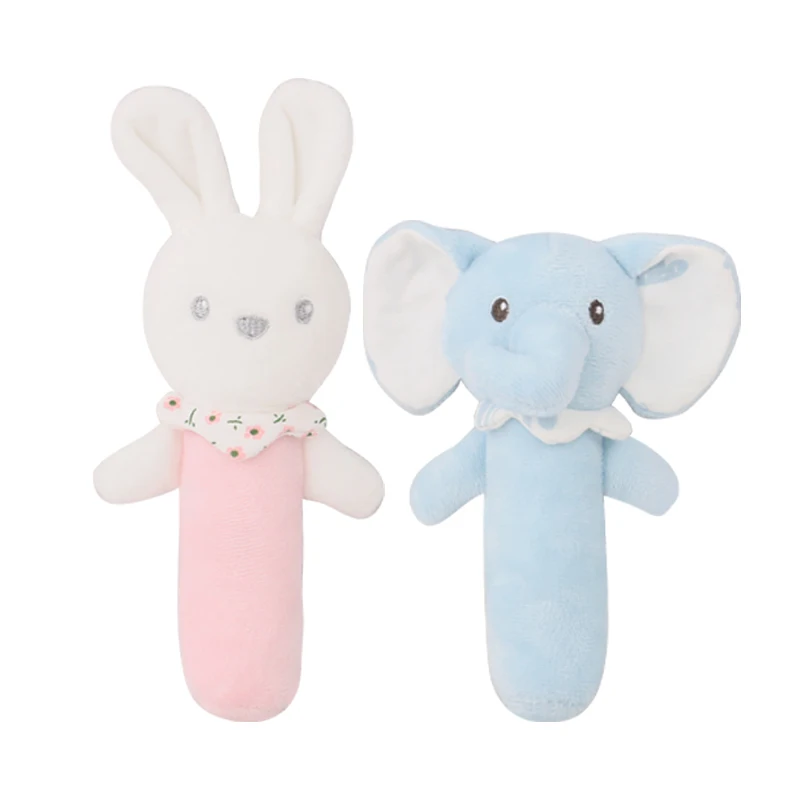 D KING Newborn Infant Animal Shape Rattle Stick Soft Plush Rabbit Stuffed Toys Baby Rattle Toy