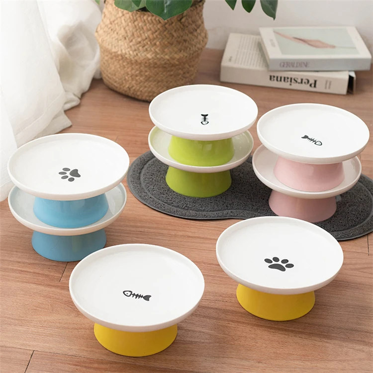 Wholesale Neck Guard Easy Clean Luxury Cat Bowl Ceramic Cat Bowl Elevated Ceramic Elevated Cat Bowl Ceramic