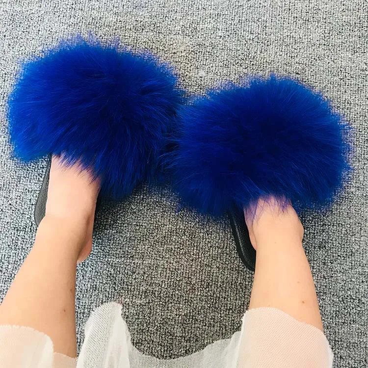 New baby kids Real Raccoon fur slides newborn toddler Fur Slides children fuzzy shoes indoor outdoor large animal fur Slippers