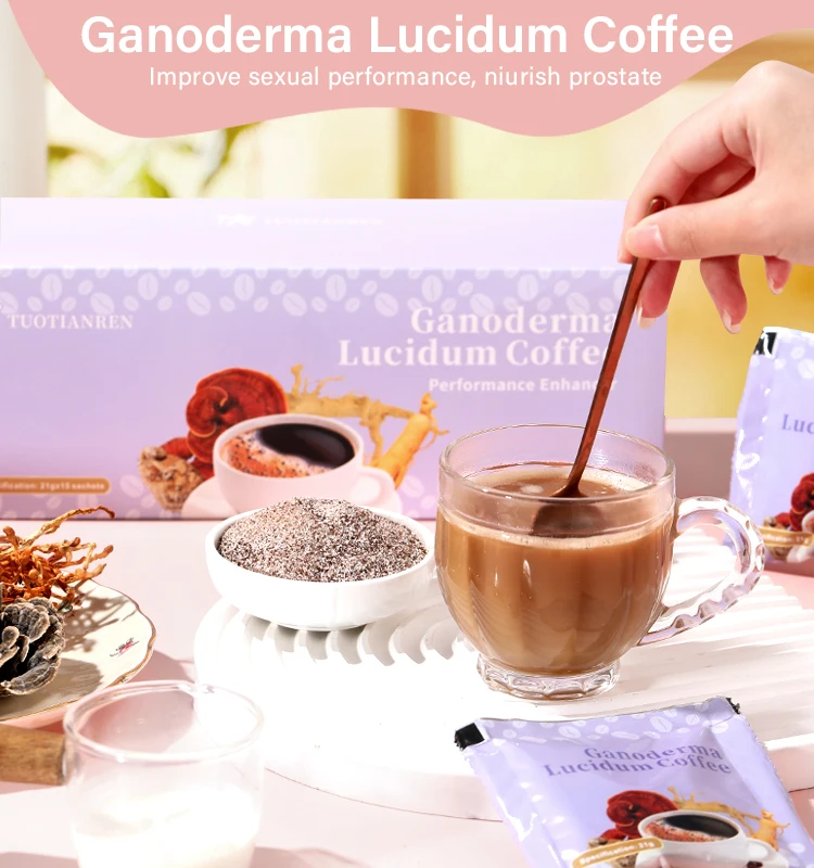 OEM Private Label Instant Coffee for Men and Women Ganoderma Lucidum Reishi Mushroom Powder Maca Tonkat Ali Energy Boost