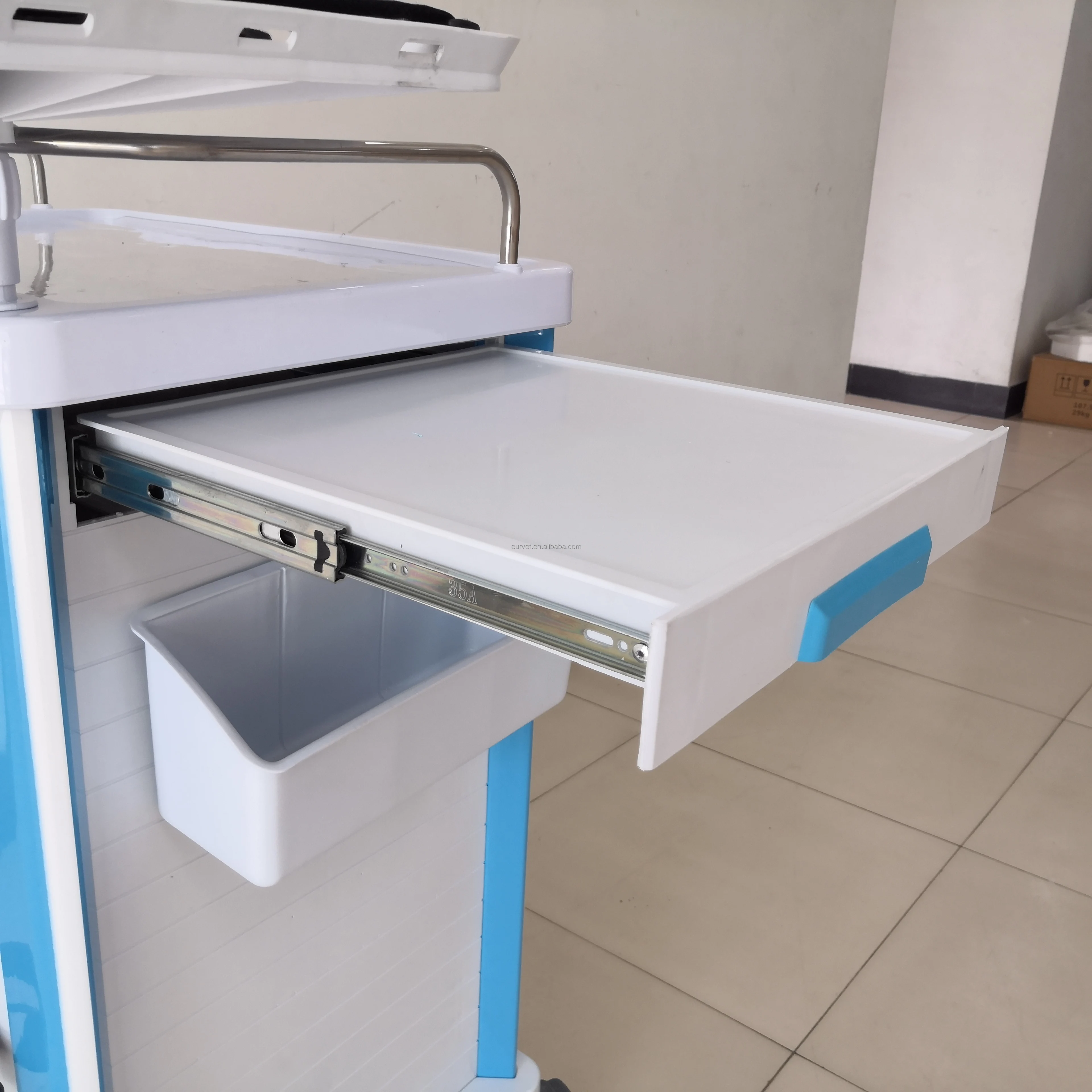 EUR PET Cheap Price Hospital Mobile Cart Abs Plastic Anesthesia Trolley Clinical Medicine Cart Medical Dental Cart