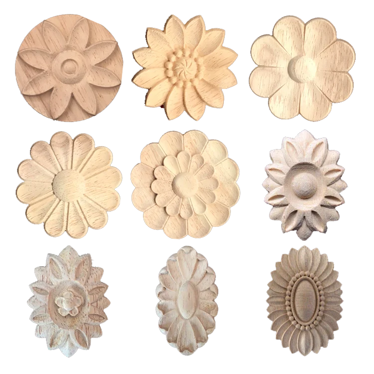 
Rubber decorative furniture onlays wood carving appliques 