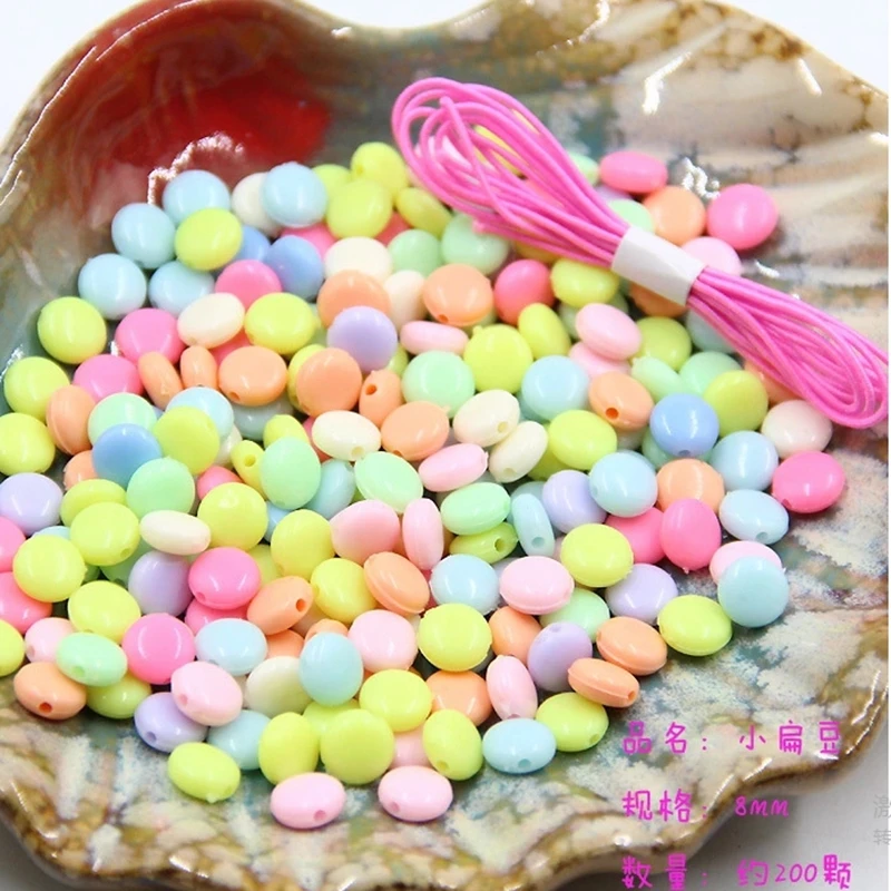 Factory Plastic Beads Acrylic Big Hole Pony Beads set DIY Kit 35 grams a pack with cord