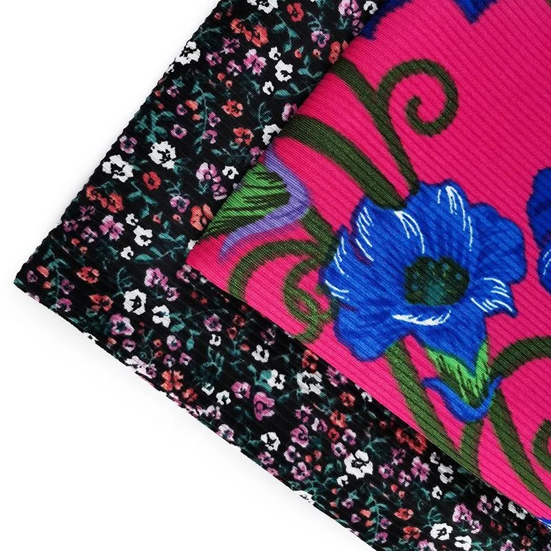 HOT SALE ESSE TEXTILE DTY 3*2 RIB 2-SIDE BRUSH PRINT FABRIC FOR WOMEN DRESS AND SWEATER TELA