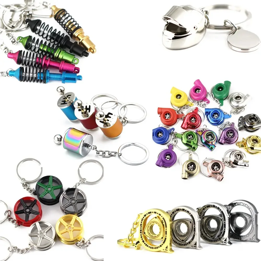 Metal 6 speed gear shift keychain zinc alloy car modification keychain gear shift head keyring freely shifted
