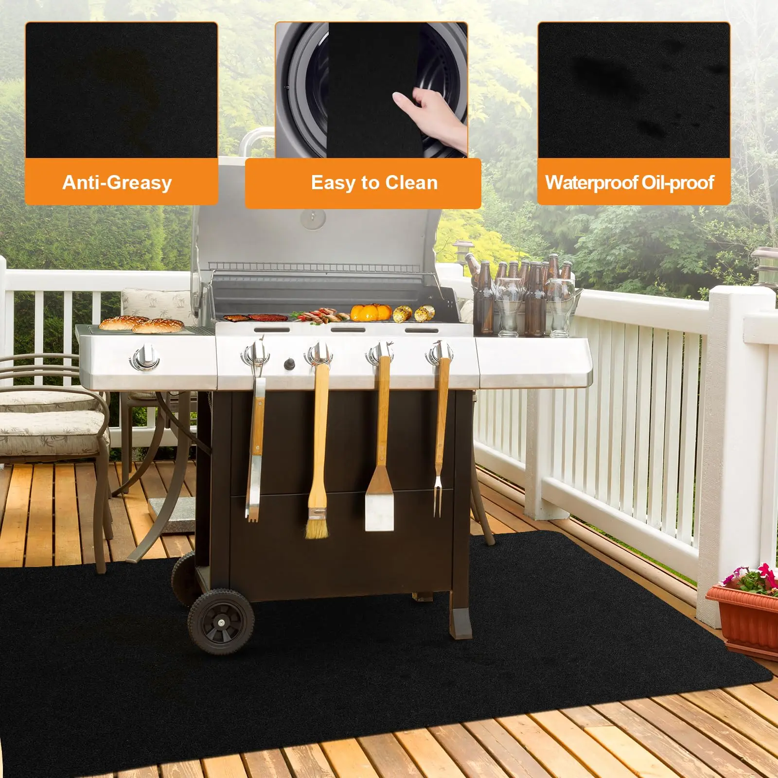 Double Sided Fireproof Grill Pad Indoor Fireplace Mat Waterproof Oil Proof BBQ  Mat Grill Smoker Deck Protective Fire Pit Pad