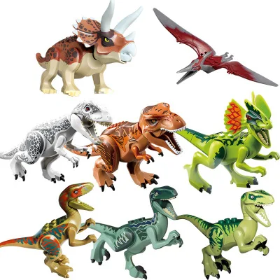 Dino World Dinosaur Building Blocks Miniature Action Figures Jurassic Toys - Kids Bulk Party Favors Gift Pack