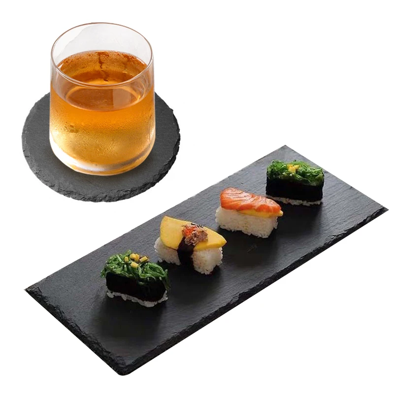 Stone Coaster Anti Slip Mats Wholesale Slate Bulk Coasters For Drinks Untersetzer Promotional Black Beer Car Coasters For Drinks