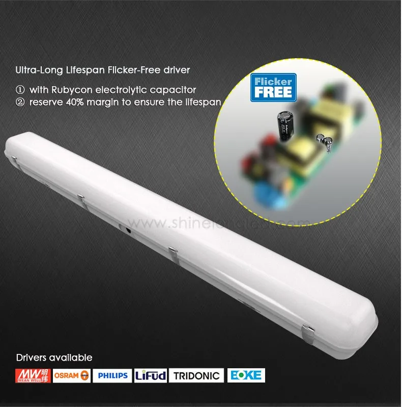 ShineLong IP65 IK09 led tri proof light tube light t8  Linkable without cable Non-Dim Microwave Sensor Dim