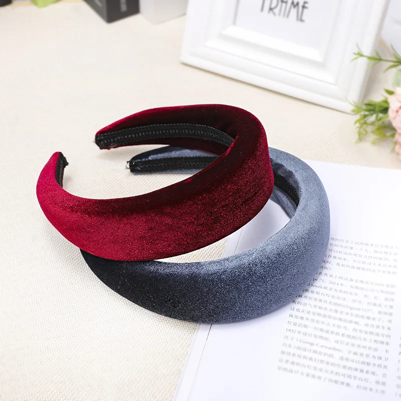 European Winter Velvet Headband Trendy Solid Color Accessories For Girls Hair