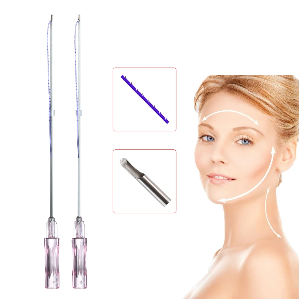 Hot Sale Korea Manufacturer Face Lifting Hilos 18g 60mm 2-1 Cog Pdo Threads With Half Blunt Needle