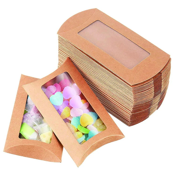 Kraft Paper Pillow Boxes Underwear Window Pillow Boxes Customized Printing