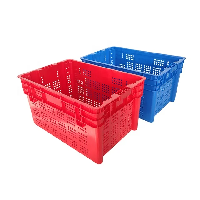 Stackable plastic crates for fruits and vegetables
